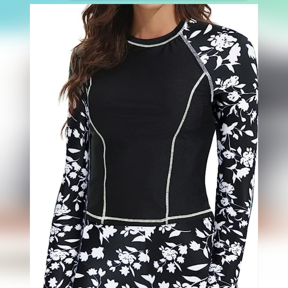 Women UPF 50+ Rash Guard Printed Swim Shirts Surf Swimwear *** Top***